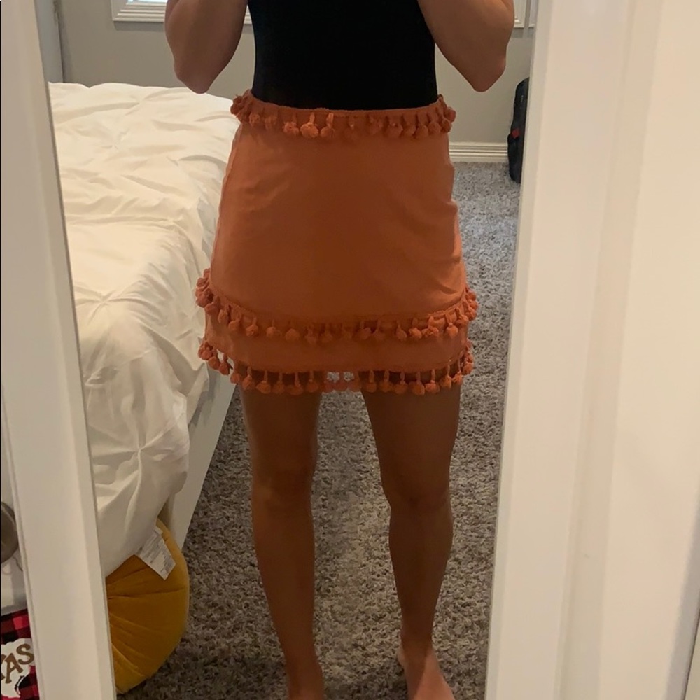 Orange Pom-Pom Skirt